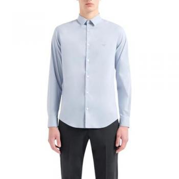 Emporio Armani Men's Formal Shirt, Blue, Size S, Clear Blue Logo Cotton