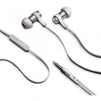 Celly Bside - Auriculares estéreo universales con Cable Plano antienredos Jack de 3,5 mm - Plata/Blanco