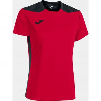 Joma Women's Short Sleeve Championship VI T-Shirt in Red and Black