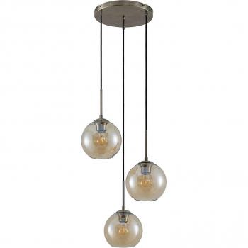 Lámpara colgante Jurian ámbar latón 3 luces E27 moderna para salón y comedor de Lindby