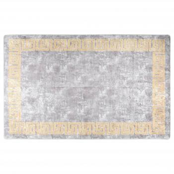 Alfombra lavable antideslizante multicolor 160x230 cm color negro, gris y dorado, diseño de mosaico para sala de estar, dormitorio y salón
