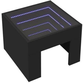 Mesa de centro con Infinity LED negro 40x40x30 cm, mesita de Centro, Mesa Auxiliar, Mesa de salón, mesita, mesita de sofá, mesita Decorativa