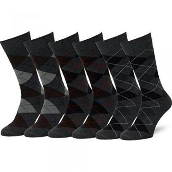 Easton Marlowe 6 PR Calcetines Estampados Hombre Argyle - 6pk #2-11, argyle - carbón, 39-42 EU shoe size