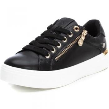 Zapatillas bajas de mujer Xti modelo 143126 con cremallera y cordones, color negro, talla 36