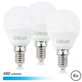 Elbat Pack de 3 Bombillas LED G45 6W E14 480lm - 6500K Luz Fría