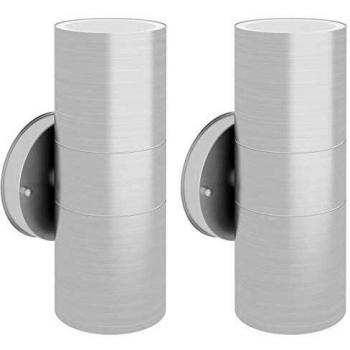 Lámpara de pared exterior doble en acero inoxidable con iluminación ascendente y descendente - 2 unidades