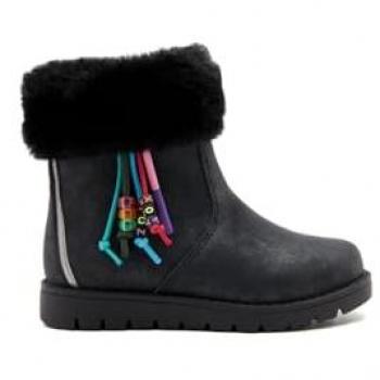 Botas-botines Conguitos para niña en color negro, con detalles de abalorios, forro de peluche, cierre de cremallera y suela antideslizante, ideales para invierno (Talla 36)