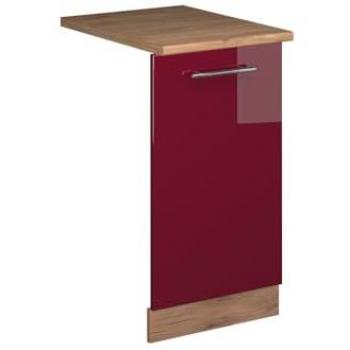 Panel frontal para lavavajillas Fame-Line, Rojo Burdeos alto brillo, 45 cm, Efecto Roble