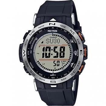 Reloj de pulsera CASIO Pro-Trek PRW-30-1AER Plateado Hombre con correa negra y dial LCD