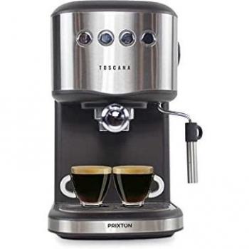 PRIXTON Toscana - Cafetera Express Automática Bomba Italiana 850 W 20 Bares de Presión Vaporizador Ajustable Adaptador de Cápsulas