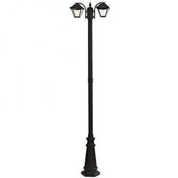 Lámpara de Jardín de Aluminio Doble E27 2280mm Color Negro Mate IP44