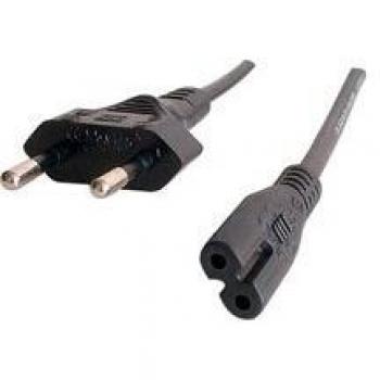Cable de alimentación CEE7/16 C7 negro 1,8 m con conector bipolar