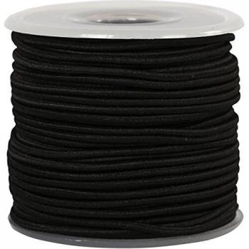 Cuerda elástica negra de 2 mm de grosor, 25 m