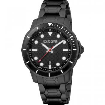 Roberto Cavalli by Franck Muller Men's Black Dial Black Band Watch RV1G159M0071