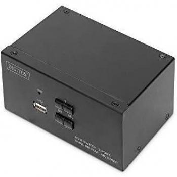 Conmutador KVM de 2 puertos con pantalla dual y resolución 4K