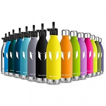 Super Sparrow Botella de Agua aislada al vacío de Acero Inoxidable, diseño de Pared Doble - 500ml - Sin BPA Gorra Deportiva con Gorra estándar - para Correr, Gimnasio, Yoga, Ciclismo