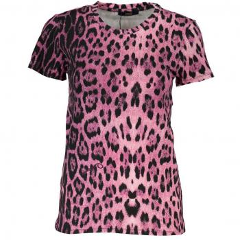 Cavalli Class Multicolor Patterned Short Sleeve T-Shirt with Logo - XS