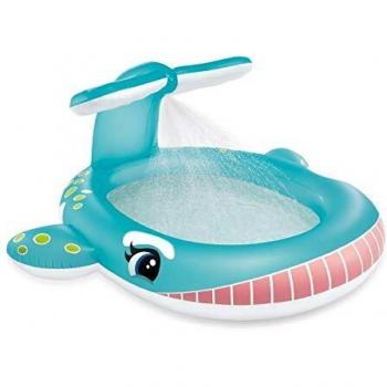 INTEX 57440NP - Piscina hinchable Ballena con aspersor, Multicolor, 201 x 196 x 91 cm