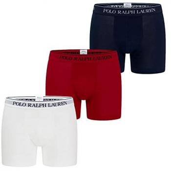 Polo Ralph Lauren Men's Classic 3-Pack Trunks - Navy, White, Red (Size L)