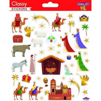 Pegatinas Classy Navidad Nacimiento Global Gift Blanco