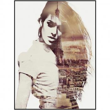 Lienzo Mujer 60x2.5x80 cm - Cuadro Blanco Negro - Decoración Hogar