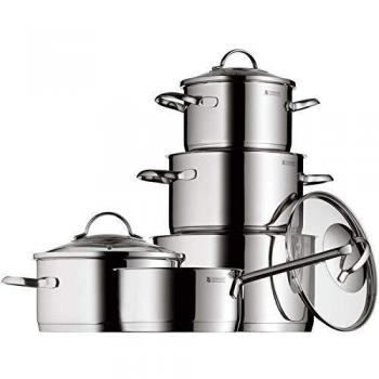 Batería de Cocina WMF Provence Plus, 5 Piezas en Acero Inoxidable Cromargan con Tapas de Cristal