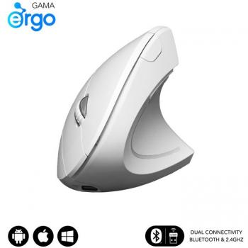 SUBBLIM GLIDE VERTICAL ERGO DUAL RATÓN VERTICAL BLUETOOTH, USB 2.4GHZ 4000DPI - 5 BOTONES - USO DIESTRO - COLOR BLANCO