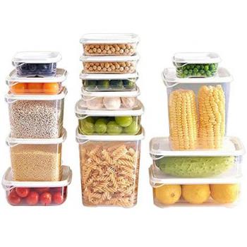 Joybos - Set de 17 Recipientes Herméticos para Almacenamiento de Alimentos - Transparentes y Sin BPA - Ideal para Preparación de Comidas y Catering