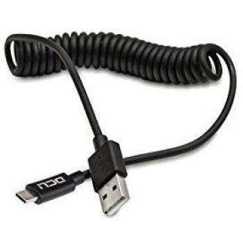 DCU Tecnologic | Cable Conexión USB tipo A a USB tipo C | Conectores USB 2.0 y Micro usb | Cable Rizado 1,5m | Negro