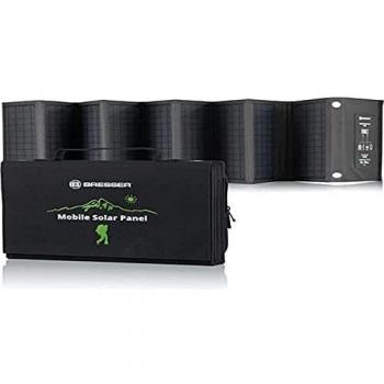 Bresser Cargador Solar de 60 W con 1 Conector CC y 3 Puertos USB-A, Incluye Conector USB-A con QC3.0