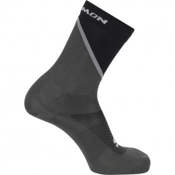 Calcetines de running unisex Salomon Pulse Crew gris oscuro y negro