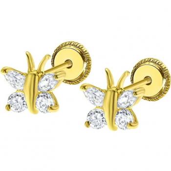 Pendientes Time Road IC00034/8 Mariposa de Oro 9k para Mujer/Infantil con Acabado Brillo