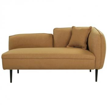 Chaise Lounge Boucle Mostaza Derecho con Cojín y Patas de Metal