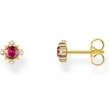 Thomas Sabo Vintage Gold Plated Red Stone Stud Earrings for Women