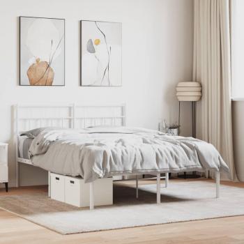 Cama solar con cabecero de metal blanco 140x200 cm