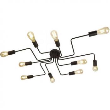 Plafón Circuit Acero negro mate 10 bombillas 12cm, tipo de producto: plafón de techo, características: acabado en acero negro mate, diseño moderno, capacidad para 10 bombillas E27, diámetro de 12 cm