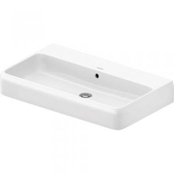 Lavabo Sobre Encimera Duravit Qatego 80x47 cm, Blanco Brillante, con Rebosadero, sin Hueco para Grifo, con HygieneGlaze