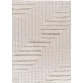 Alfombra Verona Geométrica de Interior con Relieve en Crema - 80x150, 120x170, 160x230 cm