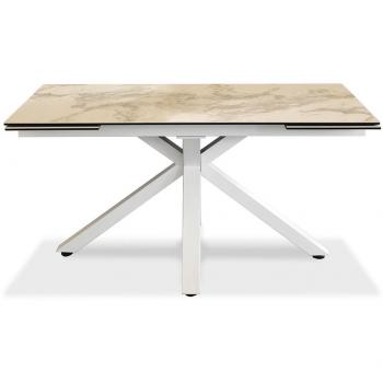 Mesa Extensible Moderna de Cerámica Mármol Blanco 90 cm x 160-240 cm H. 76 cm