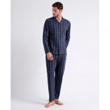 Pijama de hombre gris oscuro con diseño de punto y cuello redondo