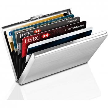 Yosemy Tarjetero para Tarjetas de Crédito, Delgado Billetera de Aluminio con RFID Bloqueo para Tarjetas de Visita, 1 Piezas Argent