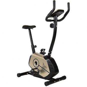Fitfiu BEST-E2 - Bicicleta estática regulable para fitness, pantalla de LCD, color dorado