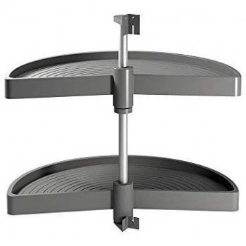 EMUCA - Kit de bandejas giratorias para Mueble de Cocina esquinero, bandejas giratorias 1/2 Luna de Ø650mm para modulo de 800mm, Gris