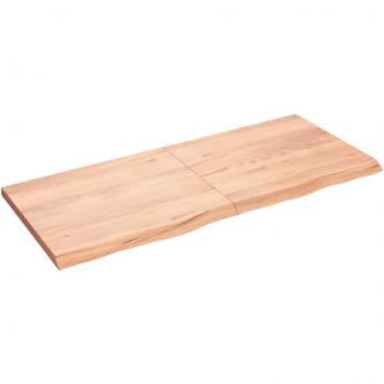 vidaXL Wall Shelf - Light Brown, 140x60x(2-4) cm, Treated Solid Wood Oak