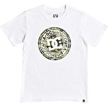 DC Shoes Circle Star-Camiseta para Chicos 8-16, Niños, Snow White/Camo, 10/S