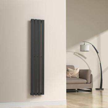 Radiador de Panel Monocapa Plano de Acero 160x30 cm - Negro, Diseño Moderno y Conexión Inferior Central 540W