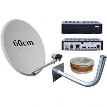 Kit Antena PARABOLICA 60CM TECATEL + Receptor SATELITE APEBOX S2