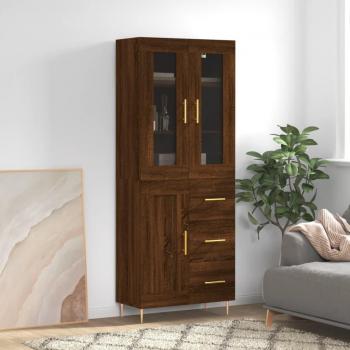 Aparador Alto de Madera Multicapa Color Marrón Roble 69,5x34x180 cm