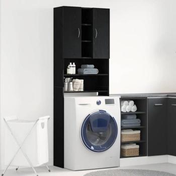 Mueble para Lavadora de Roble Negro 64x25,5x190 cm