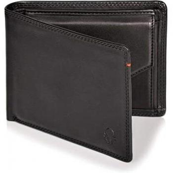 DONBOLSO Monedero Zúrich | Cartera de Cuero para Hombres | Billetera para Hombres con Protección RFID | Cartera de Cuero Genuino | Napa Negro